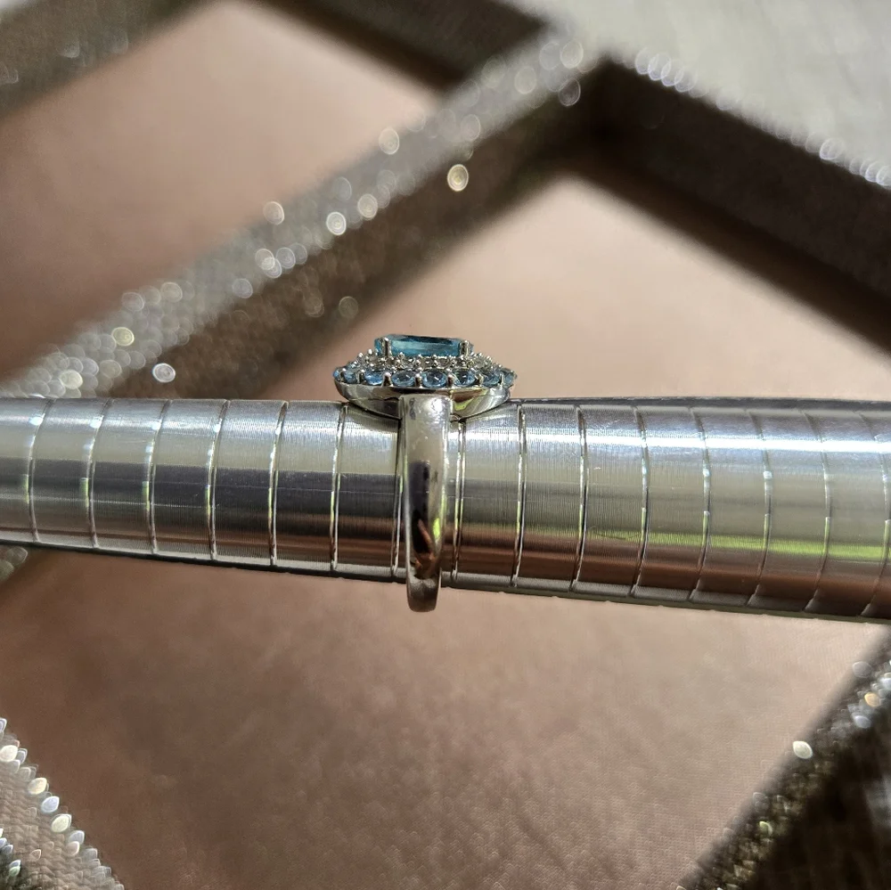 Sterling Silver Blue Topaz Aquamarine Ring
